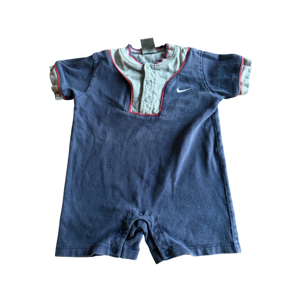 Vintage Y2K Nike Embroidered Baseball Shortie Romper Baby Boy 18 Months 30 Sport